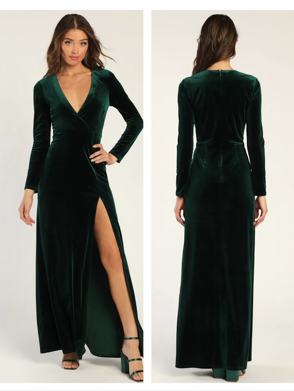 Lulus Sensational Memories Emerald Green Velvet Surplice Maxi Dress Size XL